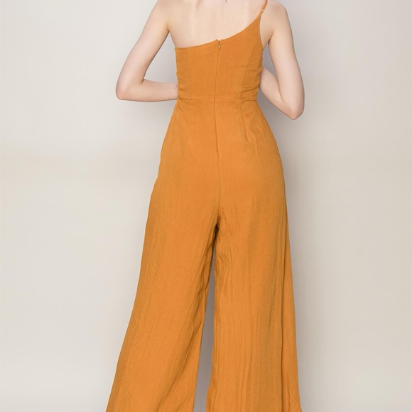 Caramel One Shoulder Jumpsuit NWT - Picture 9 of 11